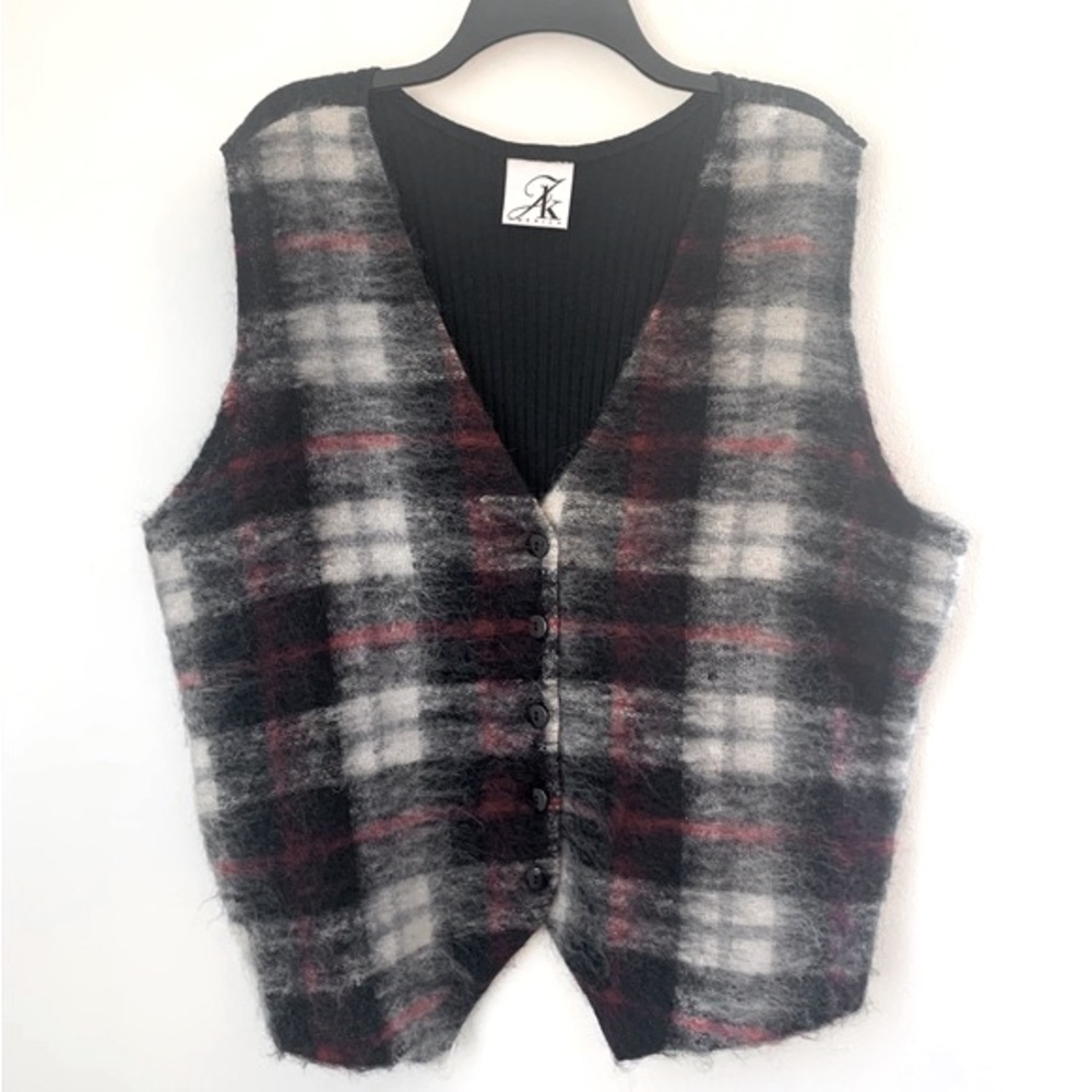 Vintage Mohair Plaid Sweater Vest 22/24